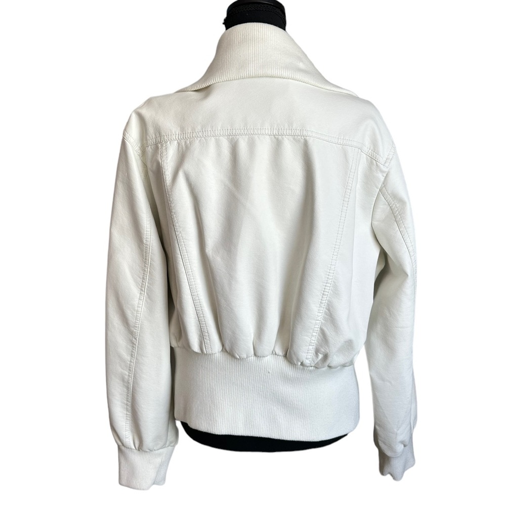 Louis Paris White Faux Leather Zip Up Bomber Jacket Size 2X - Picture 3 of 17